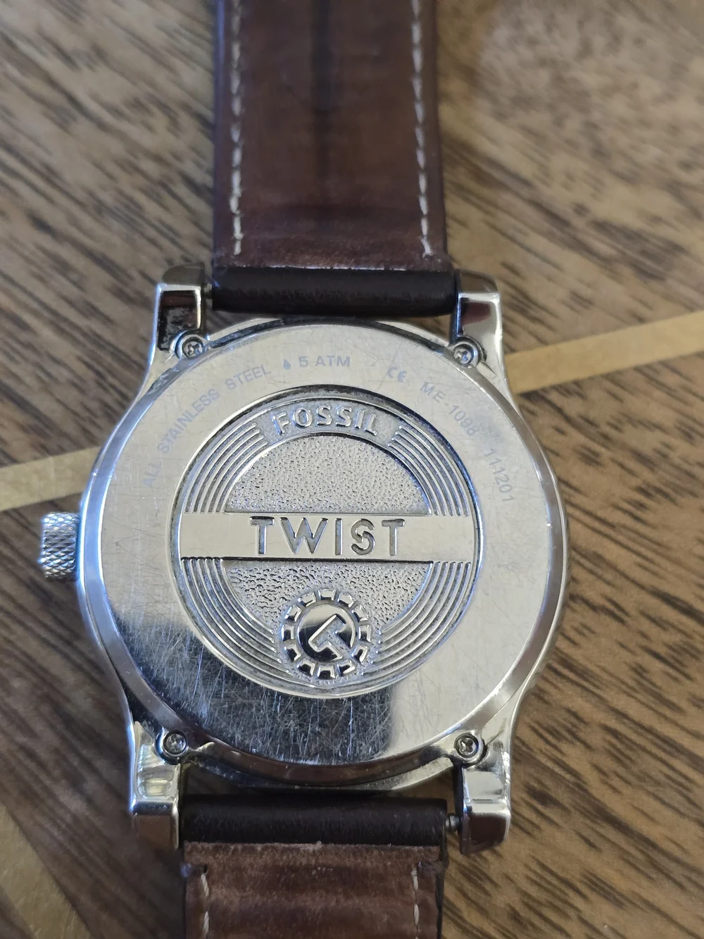 Fossil Men's Silver Dial Skeleton Automatic Watch with Brown Leather Strap
